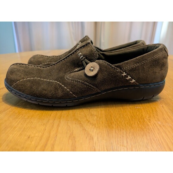 Clarks Women Bendables Sixty Delta Loafers Brown Suede Slip On Flat 7.5M - Picture 3 of 9